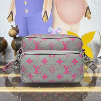 Uubags Louis Vuitton M15024 Nylon Bag Gray/Pink Monogram Glow Canvas 25x17.5x11cm