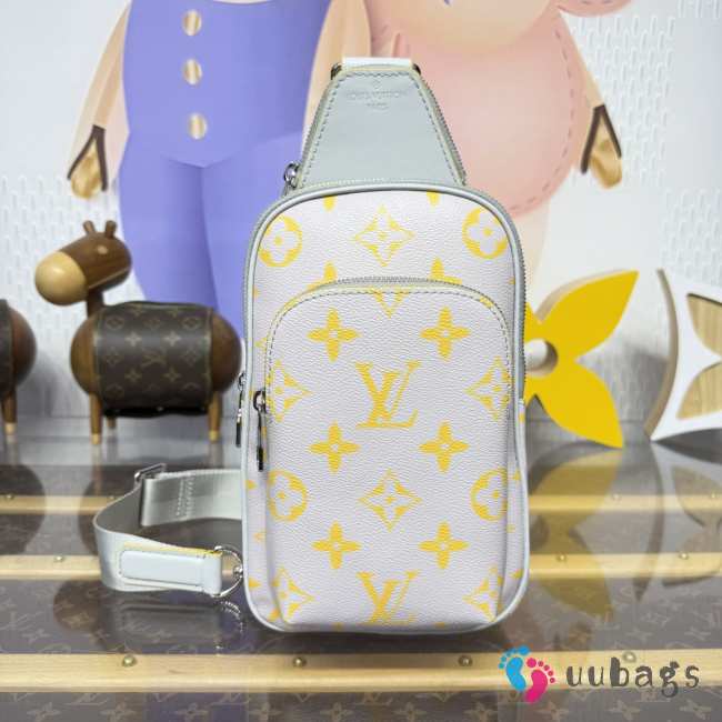 Uubags Louis Vuitton M15078 Avenue Crossbody Bag Gray/Yellow Monogram Glow Canvas 16x33x5.7cm - 1