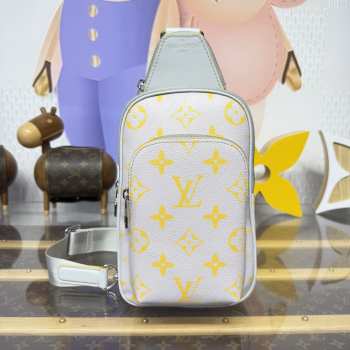 Uubags Louis Vuitton M15078 Avenue Crossbody Bag Gray/Yellow Monogram Glow Canvas 16x33x5.7cm