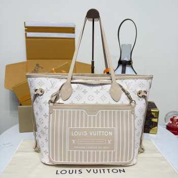 Uubags Louis Vuitton M25665 Neverfull Inside Out MM Bag Dune/Hazelnut Color Canvas 31x28x14cm