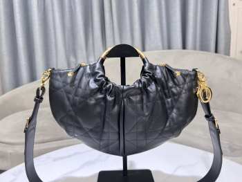 Uubags Dior Dumpling Bag Black Macrocannage Calfskin 36x27cm