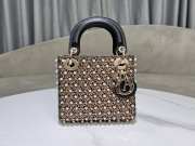 Uubags Lady Dior M0505 Three-Grid Embroidered Feather and Pearl Bag 17x15x7cm - 1