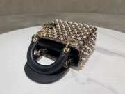 Uubags Lady Dior M0505 Three-Grid Embroidered Feather and Pearl Bag 17x15x7cm - 5