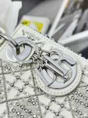 Uubags Mini Lady Dior Bag Latte Calfskin Embroidered with Cannage Motif in Multicolor Beads and Strass 17x15x7cm - 5