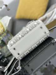 Uubags Mini Lady Dior Bag Latte Calfskin Embroidered with Cannage Motif in Multicolor Beads and Strass 17x15x7cm - 3