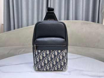Uubags Rider 2.0 Sling Bag Beige and Black Dior Oblique Jacquard with Black Grained Calfskin 17x26x8cm