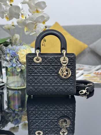 Uubags M0538 Mini Lady Dior Bag Black Cannage Lambskin 20x17x8cm