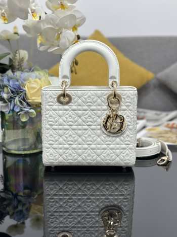 Uubags M0538 Mini Lady Dior Bag White Cannage Lambskin 20x17x8cm