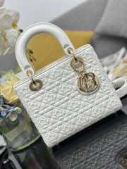 Uubags M0538 Mini Lady Dior Bag White Cannage Lambskin 20x17x8cm - 2