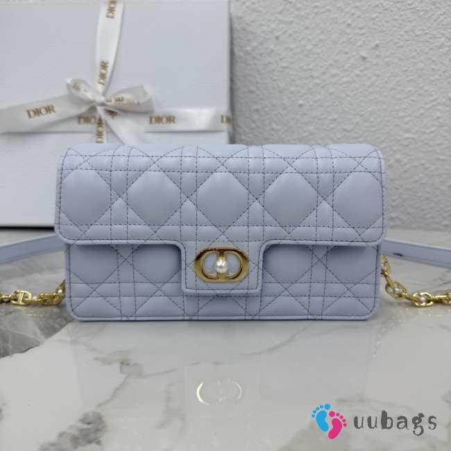 Uubags Mini Dior Jolie Mini Chain Bag Powder Blue Cannage Calfskin 21x11.5x4.5cm  - 1