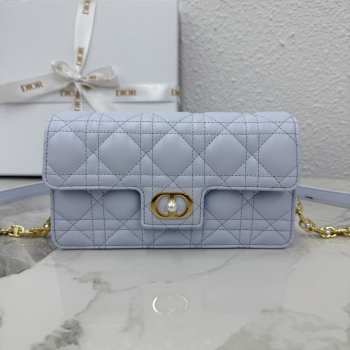Uubags Mini Dior Jolie Mini Chain Bag Powder Blue Cannage Calfskin 21x11.5x4.5cm 