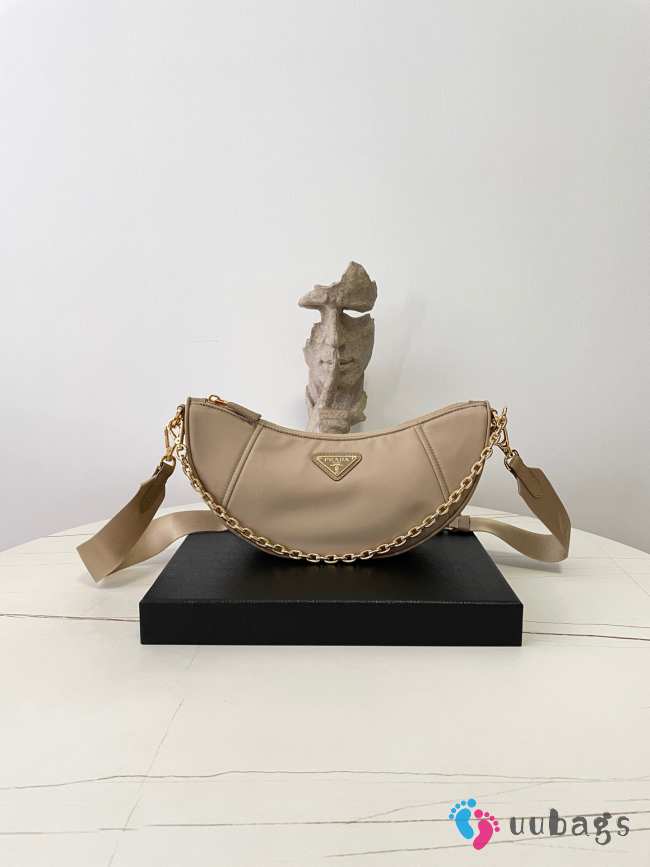Uubags Prada Demi-lune Re-Nylon shoulder bag in camel brown 30x13.5x6cm - 1