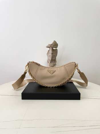 Uubags Prada Demi-lune Re-Nylon shoulder bag in camel brown 30x13.5x6cm