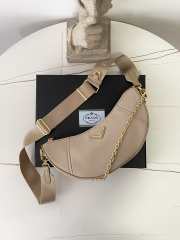 Uubags Prada Demi-lune Re-Nylon shoulder bag in camel brown 30x13.5x6cm - 6