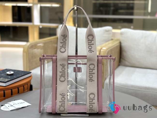 Uubags Chloe small Woody jelly tote bag in pink 20x14x6cm - 1
