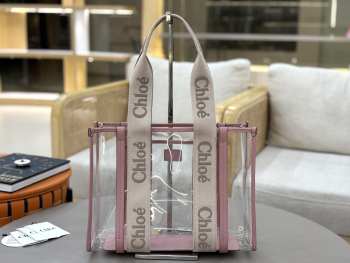 Uubags Chloe small Woody jelly tote bag in pink 20x14x6cm