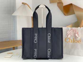 Uubags Chloe Woody Small Nylon Tote Bag In Black 26.5x20x8cm