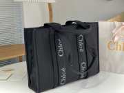 Uubags Chloe Woody Small Nylon Tote Bag In Black 26.5x20x8cm - 4