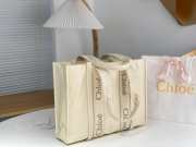 Uubags Chloe Woody Small Nylon Tote Bag In Cream 26.5x20x8cm - 3