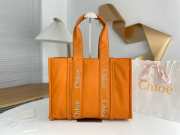 Uubags Chloe Woody Small Nylon Tote Bag In Orange 26.5x20x8cm - 1