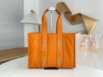 Uubags Chloe Woody Small Nylon Tote Bag In Orange 26.5x20x8cm