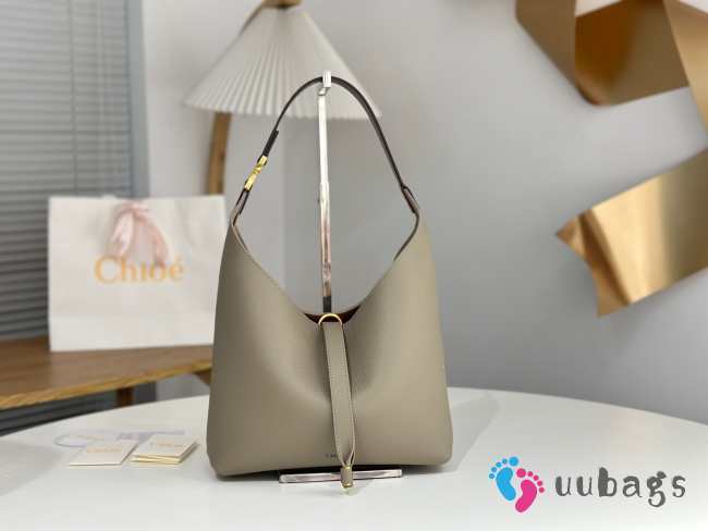 Uubags Chloe Marcie medium hobo bag in grained leather in motty grey 28x21x10cm - 1