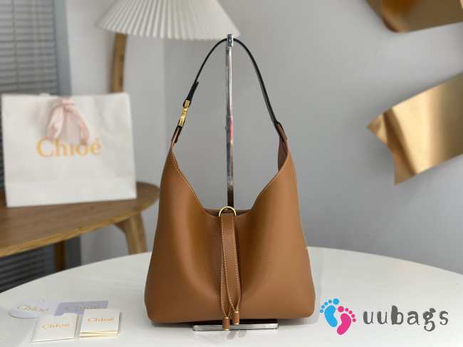 Uubags Chloe Marcie medium hobo bag in grained leather in brown 28x21x10cm - 1