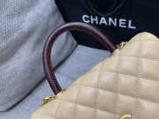 Uubags Chanel Beige/Brown Quilted Caviar Leather Mini Coco Top Handle Bag 24x14x10cm - 4
