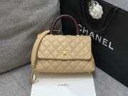 Uubags Chanel Beige/Brown Quilted Caviar Leather Mini Coco Top Handle Bag 24x14x10cm - 3