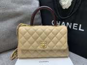 Uubags Chanel Beige/Brown Quilted Caviar Leather Mini Coco Top Handle Bag 24x14x10cm - 1