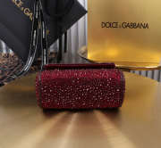 Uubags Dolce & Gabbana small Sicily satin bag with embedded rhinestones in burgundy 14x16x6cm - 4