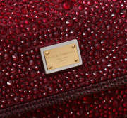 Uubags Dolce & Gabbana small Sicily satin bag with embedded rhinestones in burgundy 14x16x6cm - 2