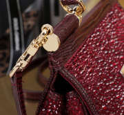 Uubags Dolce & Gabbana small Sicily satin bag with embedded rhinestones in burgundy 11x18x6cm - 4