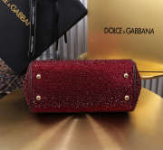 Uubags Dolce & Gabbana Sicily satin bag with embedded rhinestones in burgundy 20x16x8cm - 5