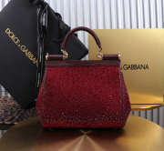 Uubags Dolce & Gabbana Sicily satin bag with embedded rhinestones in burgundy 20x16x8cm - 4