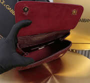 Uubags Dolce & Gabbana Sicily satin bag with embedded rhinestones in burgundy 20x16x8cm - 3