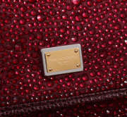 Uubags Dolce & Gabbana Sicily satin bag with embedded rhinestones in burgundy 20x16x8cm - 2