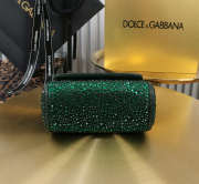 Uubags Dolce & Gabbana small Sicily satin bag with embedded rhinestones in green 14x16x6cm - 6