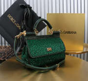 Uubags Dolce & Gabbana small Sicily satin bag with embedded rhinestones in green 11x18x6cm - 6