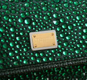 Uubags Dolce & Gabbana small Sicily satin bag with embedded rhinestones in green 11x18x6cm - 2