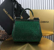 Uubags Dolce & Gabbana Sicily satin bag with embedded rhinestones in green 20x16x8cm - 4