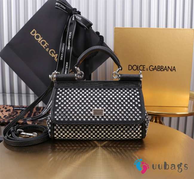 Uubags Dolce & Gabbana Sicily Small Crystal Satin Top Handle Bag 11x18x6cm - 1