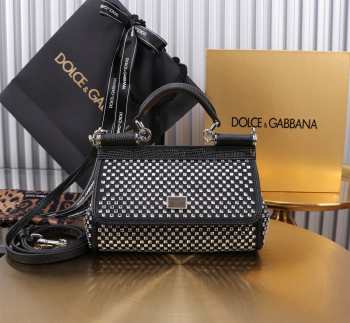 Uubags Dolce & Gabbana Sicily Small Crystal Satin Top Handle Bag 11x18x6cm