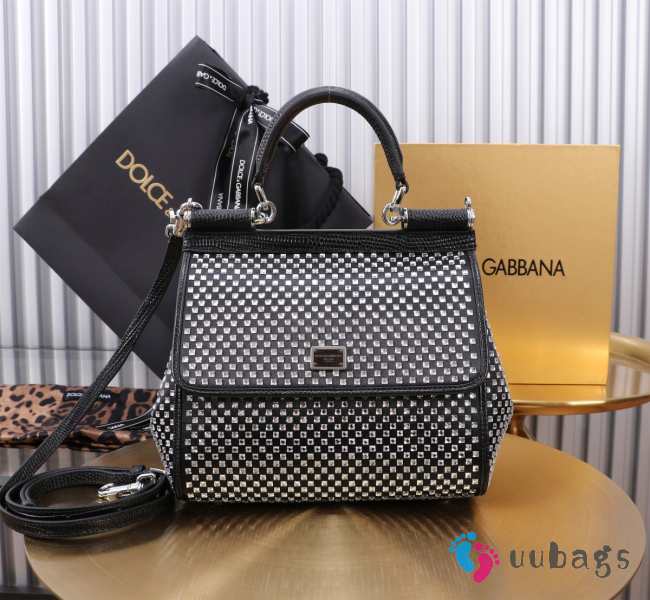 Uubags Dolce & Gabbana Sicily Small Crystal Satin Top Handle Bag 20x16x8cm - 1
