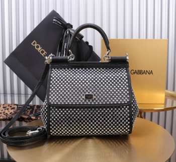Uubags Dolce & Gabbana Sicily Small Crystal Satin Top Handle Bag 20x16x8cm
