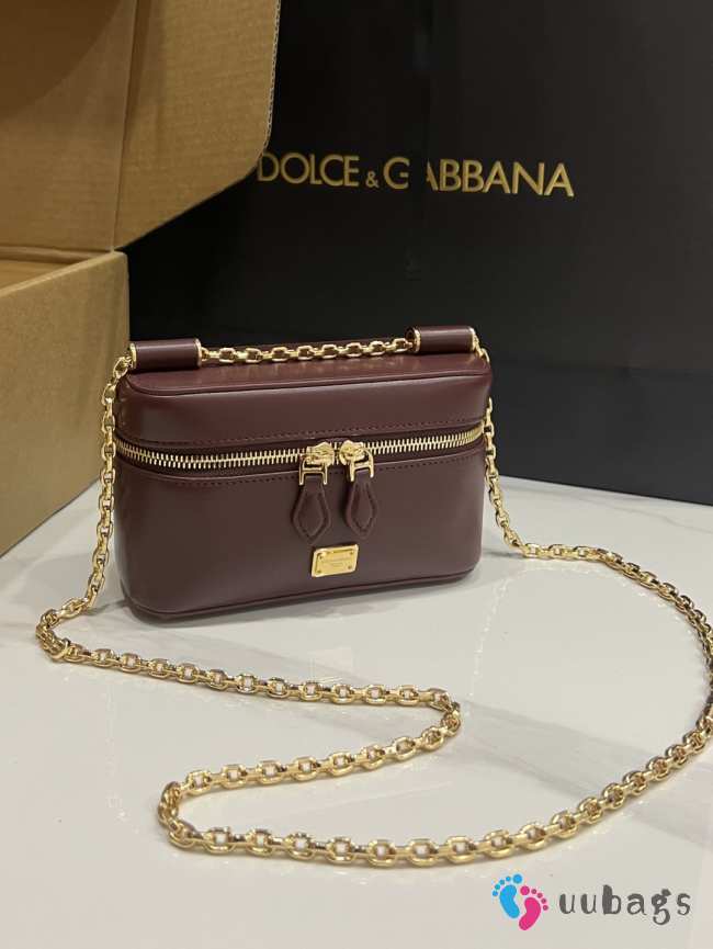 Uubags Dolce & Gabbana Sicily crossbody bag calfskin in burgundy 10x17x6cm - 1