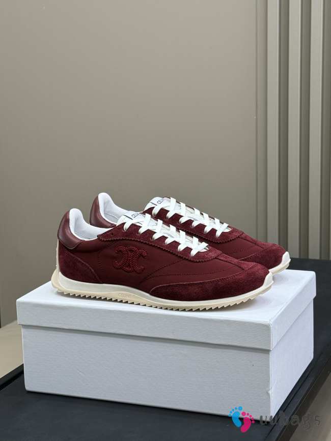 Uubags Celine Racer - Low Top Sneaker In Burgundy Nylon, Suede Calfskin  - 1