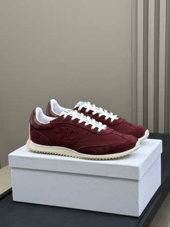 Uubags Celine Racer - Low Top Sneaker In Burgundy Nylon, Suede Calfskin 