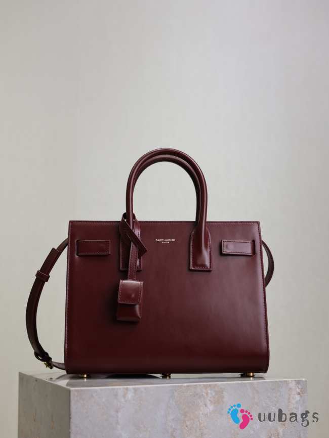 Uubags YSL Small Sac De Jour In Burgundy Smooth Leather Bag 26x20.5x12.5cm - 1