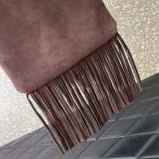 Uubags Valentino Garavani Nellcote Brown Suede Shoulder Bag With Fringes 30x31x3cm - 4